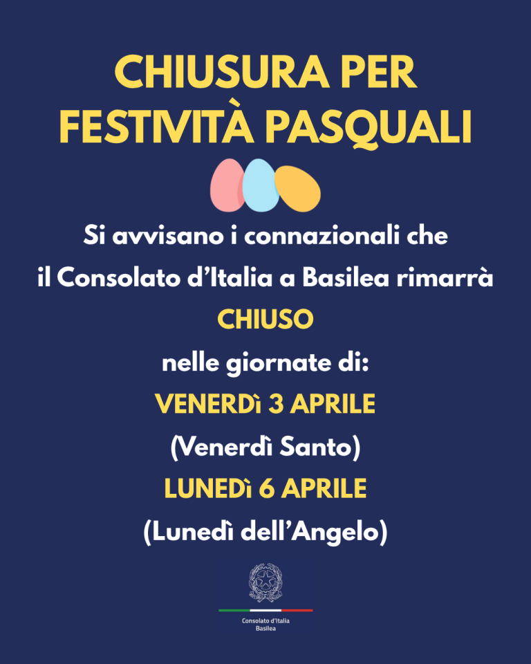 Chiusura consolato Pasqua 1